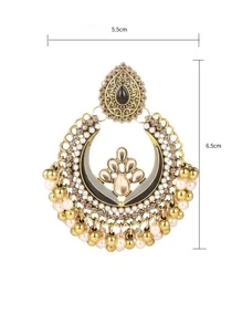 水鑽裝飾珍珠流蘇耳墜 - 彩色 - 查看 4