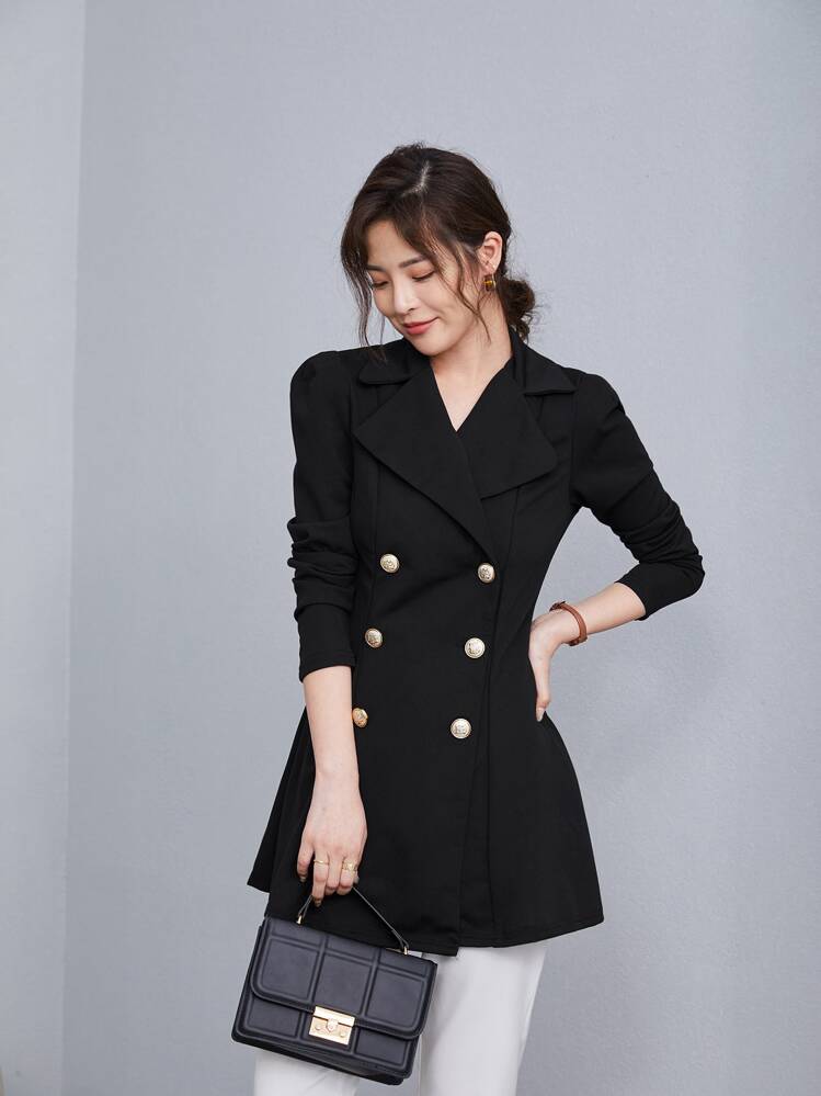 BizChic ノッチ カラー ダブルブレスト ワークウェア ブレザー