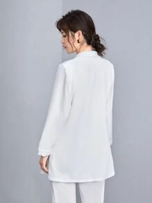 BizChic Shawl Neck Solid Blazer Workwear - White - View 2