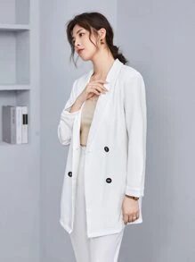 BizChic Shawl Neck Solid Blazer Workwear - White - View 4