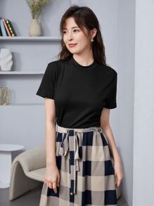 SHEIN LUNE Bộ thời trang Thắt lưng Sọc ca rô Giải trí - Nhiều màu - Xem 8
