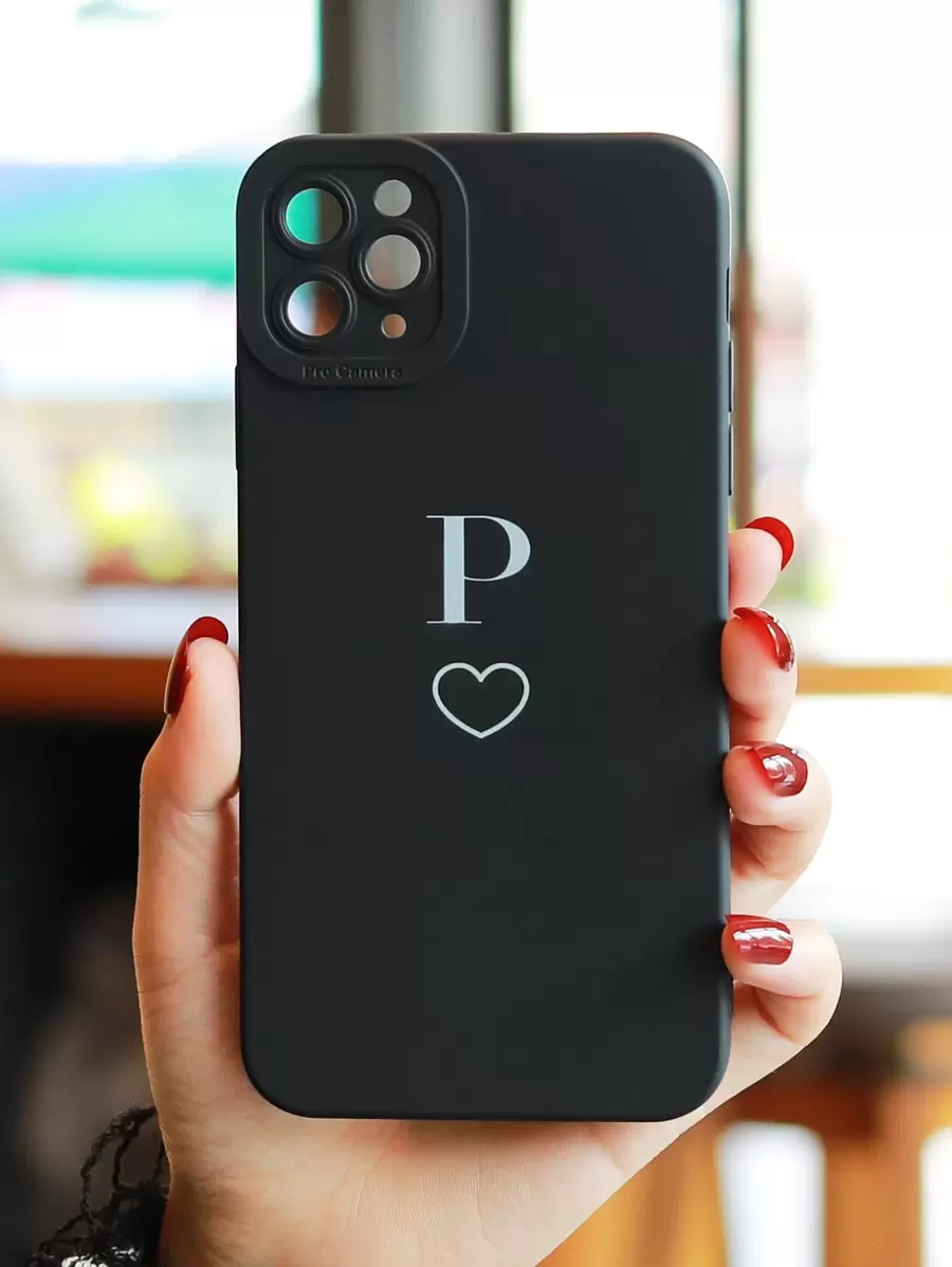 Letter Graphic Phone Case - Black and White - View 1