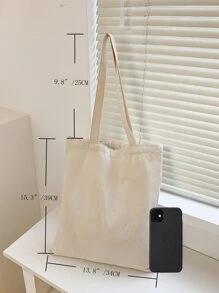 1 pieza Bolso de lona de unicolor casual, de gran capacidad, multifuncional, minimalista, portátil, reutilizable, plegable, adecuado para exteriores, vuelta al colegio, viajes, compras y otras ocasiones, también adecuado para mujeres, jóvenes profesionales, damas de oficina, regalos del Día del Maestro, damas, chicas, adolescentes, se puede usar para negocios/viajes/trabajo/oficina, vacaciones/ocio, etc. - Beis - Ver 2