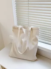 1 pieza Bolso de lona de unicolor casual, de gran capacidad, multifuncional, minimalista, portátil, reutilizable, plegable, adecuado para exteriores, vuelta al colegio, viajes, compras y otras ocasiones, también adecuado para mujeres, jóvenes profesionales, damas de oficina, regalos del Día del Maestro, damas, chicas, adolescentes, se puede usar para negocios/viajes/trabajo/oficina, vacaciones/ocio, etc. - Beis - Ver 7