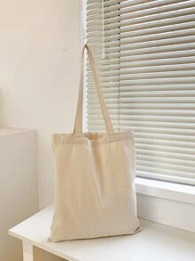 1 pieza Bolso de lona de unicolor casual, de gran capacidad, multifuncional, minimalista, portátil, reutilizable, plegable, adecuado para exteriores, vuelta al colegio, viajes, compras y otras ocasiones, también adecuado para mujeres, jóvenes profesionales, damas de oficina, regalos del Día del Maestro, damas, chicas, adolescentes, se puede usar para negocios/viajes/trabajo/oficina, vacaciones/ocio, etc. - Beis - Ver 8