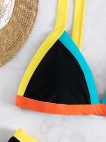 Slaydiva Summer Beach Binding Trim Triangle Bikini - Black - View 6