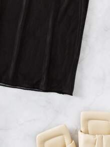 SHEIN Swim Vestido de malla de manga corta con estampado de letras y mariposas para mujer, ideal para verano y Halloween - Negro - Ver 3