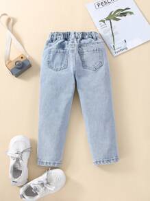 Young Boy Ripped Tapered Jeans - Light Wash - View 2
