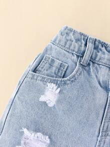 Young Boy Ripped Tapered Jeans - Light Wash - View 4