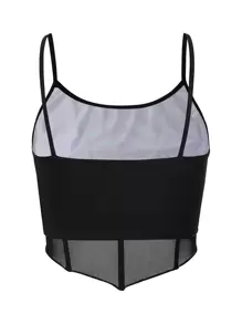 Zolique 90s Hands Print Hanky Hem Cami Top - Black - View 2