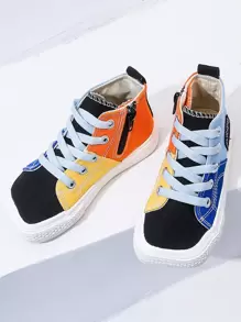 Girls Colorblock Lace-up Front Canvas Shoes