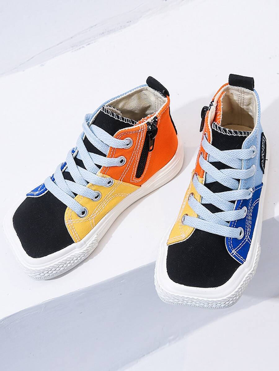 Girls Colorblock Lace-up Front Canvas Shoes