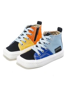 Girls Colorblock Lace-up Front Canvas Shoes