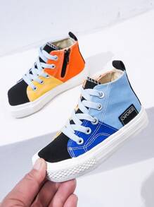 Girls Colorblock Lace-up Front Canvas Shoes