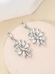 Hoa tai thả trang trí Rhinestone - Bạc - Xem 1