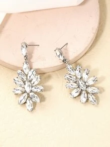 Hoa tai thả trang trí Rhinestone - Bạc - Xem 2