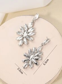 Hoa tai thả trang trí Rhinestone - Bạc - Xem 3