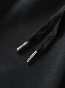 Manfinity Men Cartoon And Slogan Graphic Drawstring Waist Joggers - Black - View 4