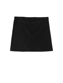 Shorts unicolor bajo con abertura culottes - Negro - Ver 2
