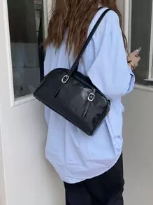 Lightweight,Business Casual Minimalist Buckle Detail Square Bag For Teen Girls Women College Students,Rookies & White-Collar Workers Perfect For Office,College,Work ,Business,Commute,Outdoors, Travel, Outings, Japanese Bag