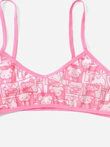ROMWE Kawaii Cartoon Print Ringer Lingerie Set