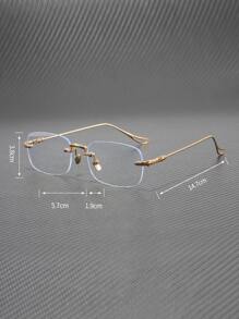 Men's Frameless Metal Non-Prescription Glasses, Personalized Eyewear For Daily Wear - Clear - View 2
