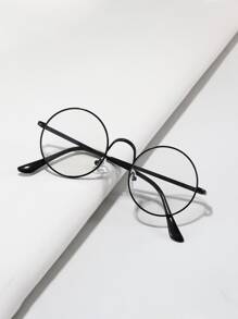 Men's Round Frame Glasses, Fashionable And Versatile For Everyday Wear - Black - View 1