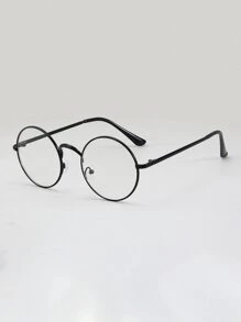 Men's Round Frame Glasses, Fashionable And Versatile For Everyday Wear - Black - View 2