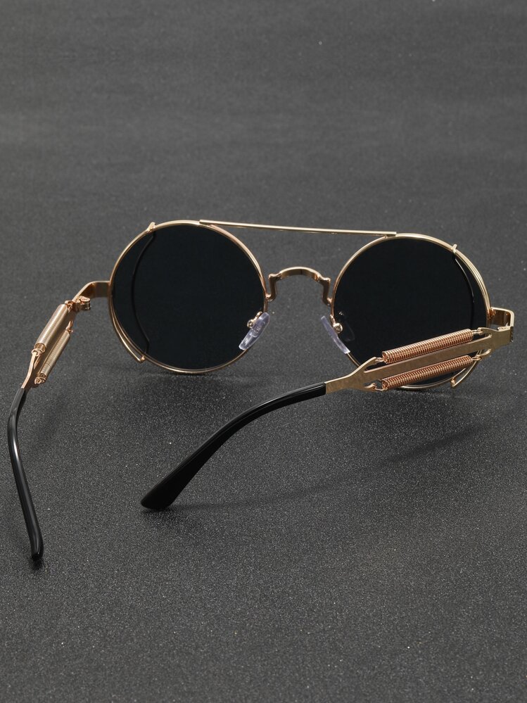 Punk Style Round Metal Double Spring Hinge Fashion Glasses - Multicolor - View 2