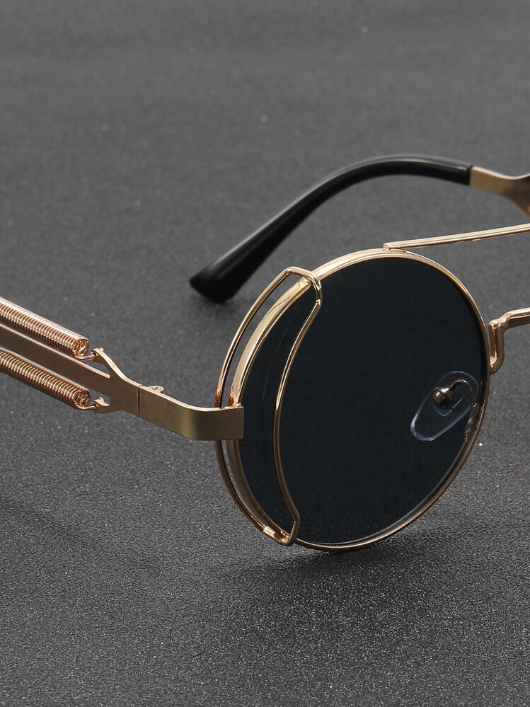 Punk Style Round Metal Double Spring Hinge Fashion Glasses - Multicolor - View 4