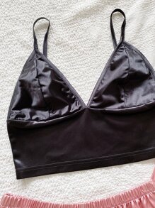 3pcs Lace Trim Satin PJ Set