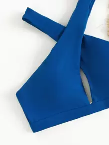 SHEIN Swim Summer Beach Cross Halter High Cut Bikini Set - Blue - View 5