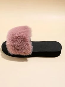 Chanclas banda única con diseño mullido - Rosa vieja - Ver 3