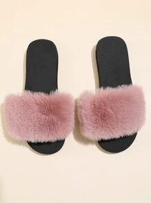 Chanclas banda única con diseño mullido - Rosa vieja - Ver 5