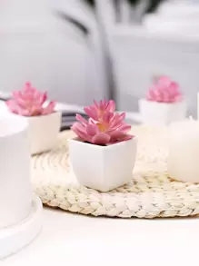 1pc/3pcs/5pcs Artificial Mini Succulent Potted Plants Decor, Home Decor For Living Room, Bedroom, Bathroom, Valentine's Day, Wedding, Thanksgiving, Mother's Day Gifts - Pink - View 1