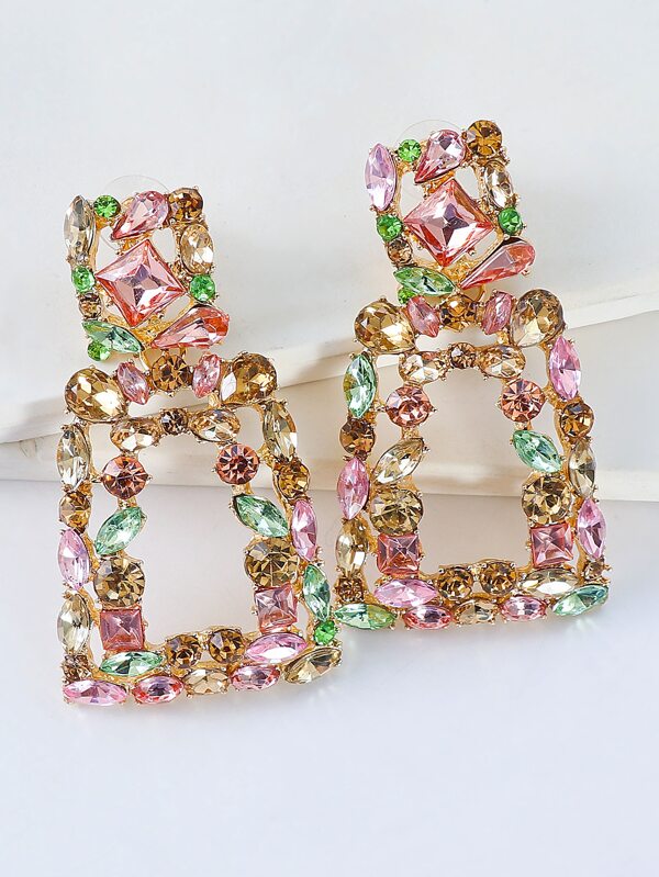 juran Geometrische Ohrringe mit Strass,