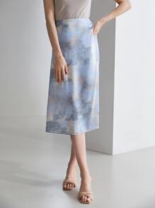 MOTF X MONET INSPIRED 100% SILK INK PAINTING SKIRT - Multicolor - View 4