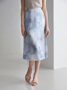 MOTF X MONET INSPIRED 100% SILK INK PAINTING SKIRT - Multicolor - View 10