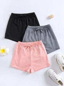 Toddler Girls 3pcs Solid Bow Front Shorts - Multicolor - View 1