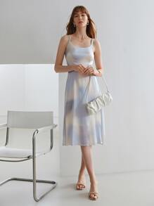MOTF X MONET INSPIRED SILK BLEND OMBRE CAMI DRESS - Multicolor - View 8