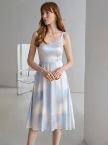 MOTF X MONET INSPIRED SILK BLEND OMBRE CAMI DRESS - Multicolor - View 4