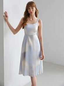 MOTF X MONET INSPIRED SILK BLEND OMBRE CAMI DRESS - Multicolor - View 5