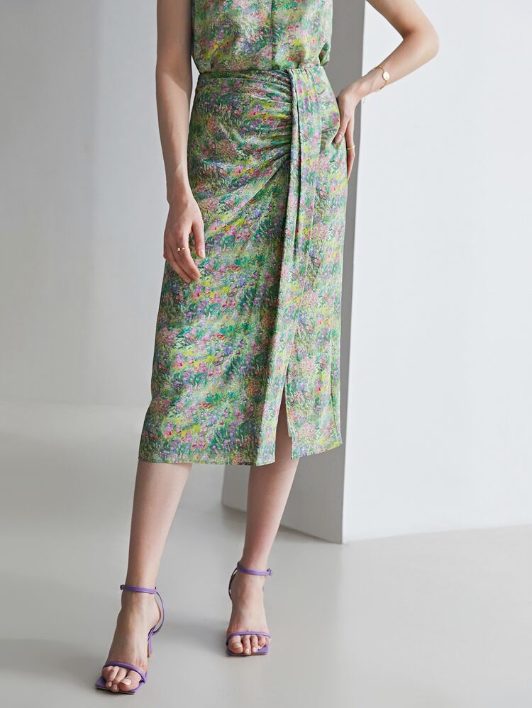 MOTF X MONET INSPIRED 100% SILK PRINTED SKIRT - Multicolor - View 7