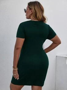 SHEIN Unity Vestido ajustado bajo girante - Verde Oscuro - Ver 2