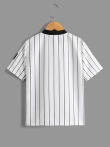 SHEIN 男孩字母圖案條紋圖案襯衫