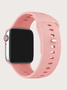 Plain Silicone Watchband Compatible With Apple Watch - Pink - View 2