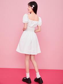 Đầm Dải chun màu trơn Boho - trắng - Xem 2