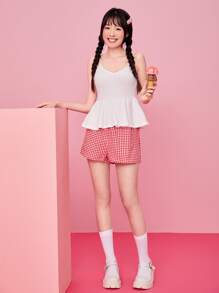 Soleia Rib-knit Ruffle Hem Cami Top