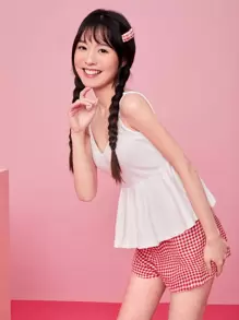 Soleia Rib-knit Ruffle Hem Cami Top