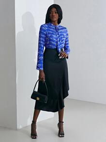 MOTF X Van Gogh INSPIRED SILK ALLOVER PRINTED BLOUSE - Blue - View 11